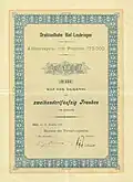 Aktie über 250 Franken der Drahtseilbahn Biel-Leubringen vom 30. Dezember 1895