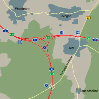 Übersichtskarte Autobahndreieck Würzburg-West