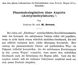 Dresers pharmakologische Vorstellung des Aspirins[32]