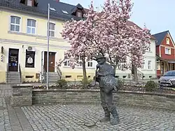 Dudelsackspieler auf dem Marktplatz in Zbąszyń