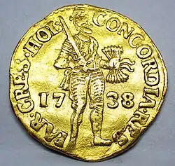 Holländischer Dukat von 1738 Avers und Revers