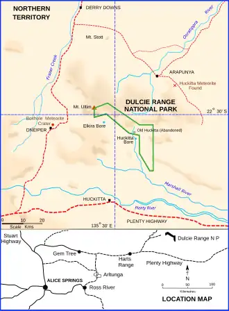 Karten der Dulcie Ranges und der weiteren Umgebung von Alice Springs