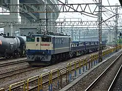 Containerzug im Güterbahnhof