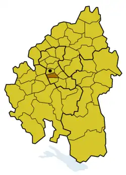 Lage des ehem. Kirchenbezirks Degerloch innerhalb der Evang. Landeskirche in Württemberg