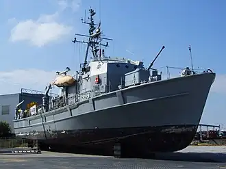 Kalev (M414) im Tallinner Wasserflugzeughafen