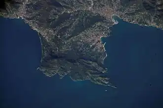 Satellitenaufnahme vom Naturpark Portofino