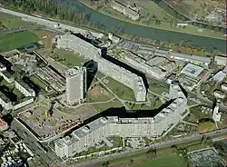 Luftbild der Überbauung (April 1977)