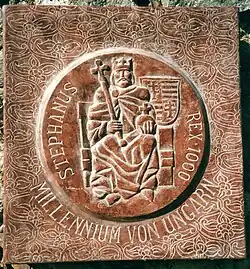 Länderplatte Ungarn mit König Stephan