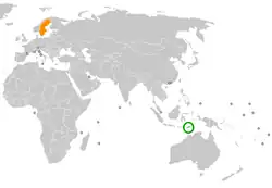 Lage von Osttimor und Schweden
