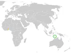 Lage von Osttimor und Togo
