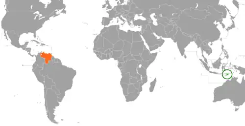 Lage von Osttimor und Venezuela