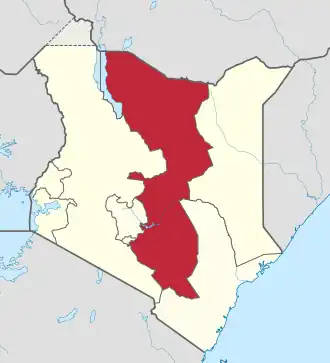 Anklickbare Karte mit Hervorhebung der Provinz Eastern in Kenia