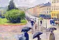 Karl Johans gate im Regen (1891), Öl auf Leinwand, 38 × 55 cm, Munch-Museum Oslo