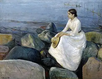 Inger am Strand, 1889, Öl auf Leinwand, 126 × 161&nbsp;cm, Kunstmuseum Bergen
