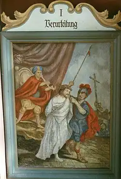 Kreuzweg in Wenigmünchen, Oberbayern, erste Station