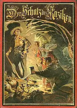 Buchdeckel der Erstausgabe von Der Schatz des Kaziken aus dem Jahr 1890.