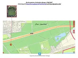 Ein Fechenheimer Grenzstein östlich der Vilbeler Landstrasse, Kennzeichnung K