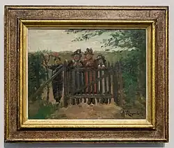 Kinder an einem Zaun