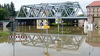 Überflutungen am Bahnhof Heidenau beim Elbehochwasser 2013