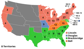 Karte der Wahlergebnisse nach Bundesstaat