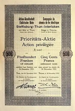 Prioritätsaktie über 500 Franken