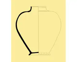 Elmpter Amphore Randtyp C (Kragenrand) mit gekniffenem Wellenfuß.