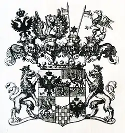 Wappen der Grafen und Edlen Herren von und zu Eltz genannt Faust von Stromberg (1737)