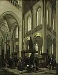 Zweipunktperspektive. Emanuel de Witte: Innenansicht der Nieuwe Kerk in Amsterdam, zwischen 1670 und 1690.