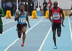 Adama Jammeh (rechts) – ausgeschieden als Sechster in&nbsp;20,81&nbsp;s