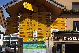 Wegweiser am Engelberger Bahnhof