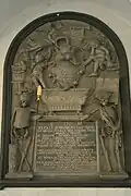 Gräberhallen: Epitaph für Jost Bernhard Hartmann, gestorben 1752 (nördlich vom Zinggentor)