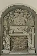 Gräberhallen: Epitaph für Schultheiss Rudolf Mohr, gestorben 1701 (Nordseite Gräberhallen)