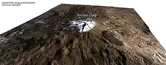 Erciyes Dağı in 3D (auf Basis eines TERRA ASTER Höhenmodells).