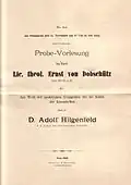 Ankündigung der Probevorlesung in Jena am 11. November 1893