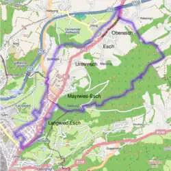 Ortschaft Esch (Gemeinde Hallwang) und Siedlungsraum Langwied Esch (Stadt Salzburg)