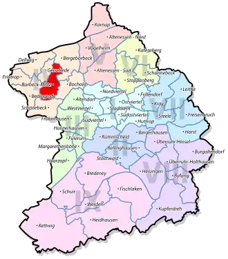 Lage von Borbeck-Mitte im Essener Stadtbezirk IV Borbeck