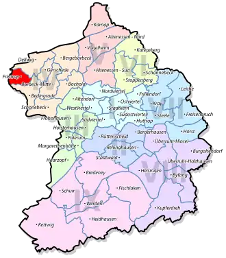 Lage von Frintrop im Stadtbezirk IV Borbeck