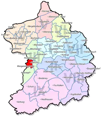 Lage von Fulerum im Stadtbezirk III Essen-West