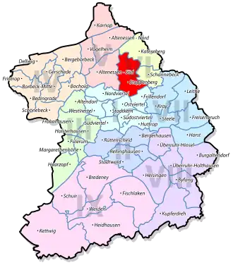 Lage von Stoppenberg im Stadtbezirk VI Katernberg/Schonnebeck/ Stoppenberg