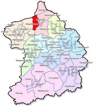 Lage von Vogelheim im Stadtbezirk V Altenessen/Karnap/Vogelheim