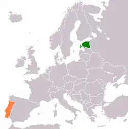 Lage von Estland und Portugal