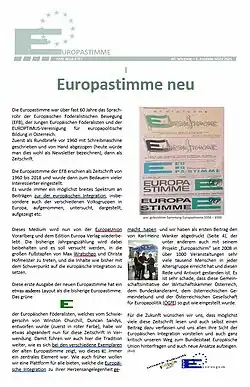 Titelseite Europastimme, Ausgabe: 2021/1