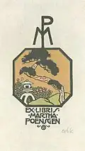 Exlibris von Emil Orlik für Martha Poensgen, vor 1901