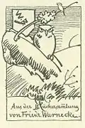 Exlibris von Wilhelm Busch für Friedrich Warnecke, 1899