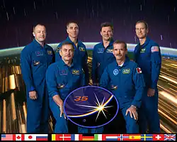 v. l. n. r.: Alexander Missurkin, Pawel Winogradow, Christopher Cassidy, Roman Romanenko, Chris Hadfield und Thomas Marshburn
