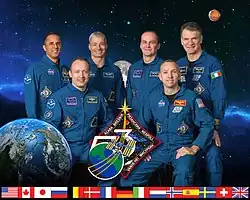 v. l. n. r.: Joseph Acaba, Alexander Missurkin, Mark Vande Hei, Sergei Rjasanski, Randolph Bresnik und Paolo Nespoli