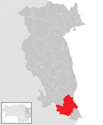 Lage der Gemeinde Fürstenfeld im Bezirk Hartberg-Fürstenfeld (anklickbare Karte)