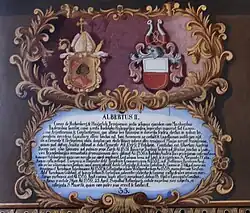 Wappentafel von Albert II. von Hohenberg im Fürstengang Freising