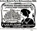 Werbung für Parfüm Veilchentropfen (etwa 1900–1904)