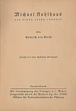 Kleist: Michael Kohlhaas, Titelblatt (Feldblusenbücherei 8 [WB 39])